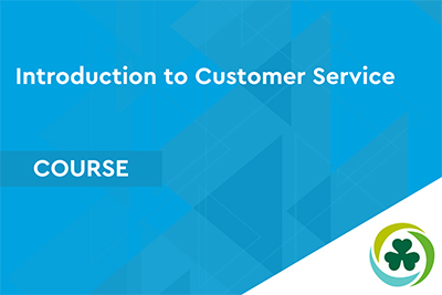 Blue image with text 'introduction to customer service'