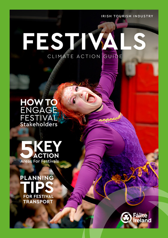Festivals guide cover with an image of an acrobat in a purple costume.