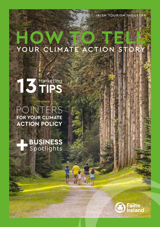 How to tell your climate action story guide with an image family walking through the forest