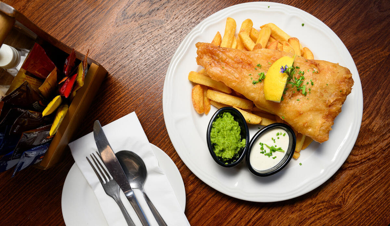 Fish and chips on a plate